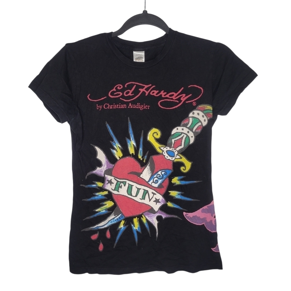 Vintage Y2K Ed Hardy by Christian Audigier Baby Tee Iconic RARE Size Medium